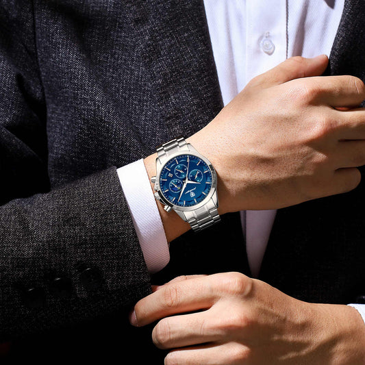 POEDAGAR Luxury Man Wristwatch Waterproof Luminous Chronograph Men Watch Stainless Steel Men's Quartz Watches