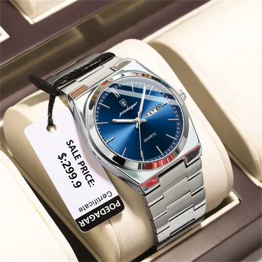 POEDAGAR Luxury Watch for Man Waterproof Luminous Date Week Stainless
