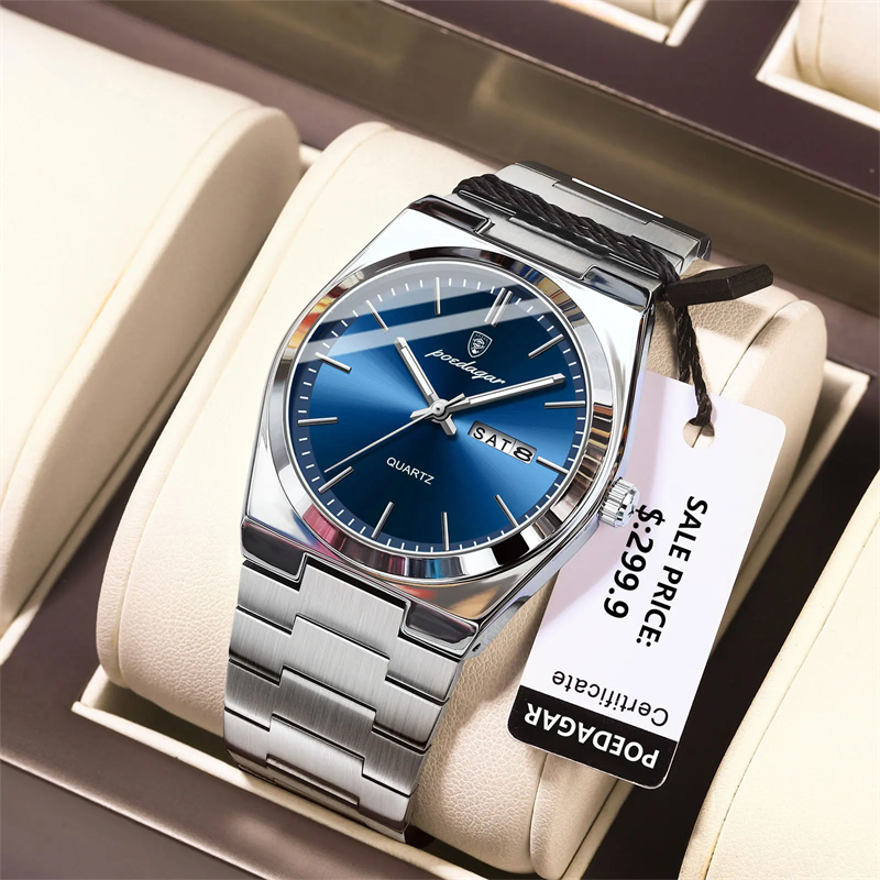 POEDAGAR 930 Hot Sell China Man Quartz Watch Excel Stainless Steel Band Waterproof Date Display Popular New Casual Wrist Watch