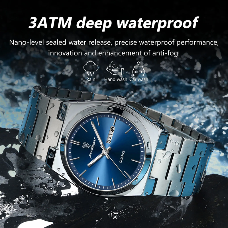 POEDAGAR 930 Hot Sell China Man Quartz Watch Excel Stainless Steel Band Waterproof Date Display Popular New Casual Wrist Watch