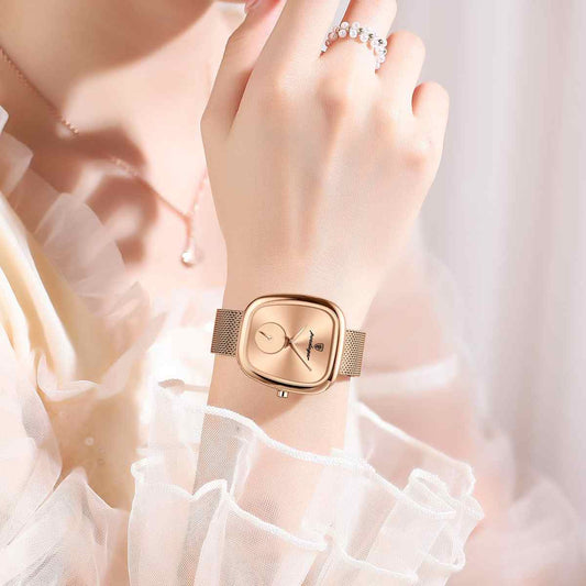 Poedagar Gold Luxury Watch Women Stainless Steel Mesh Montre Femme Waterproof Ladies  Watch